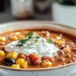 Slow Cooker Taco Soup in a Bowl
