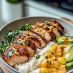 Delicious Sweet Chili Chicken Bowl with Coconut Lime Drizzle