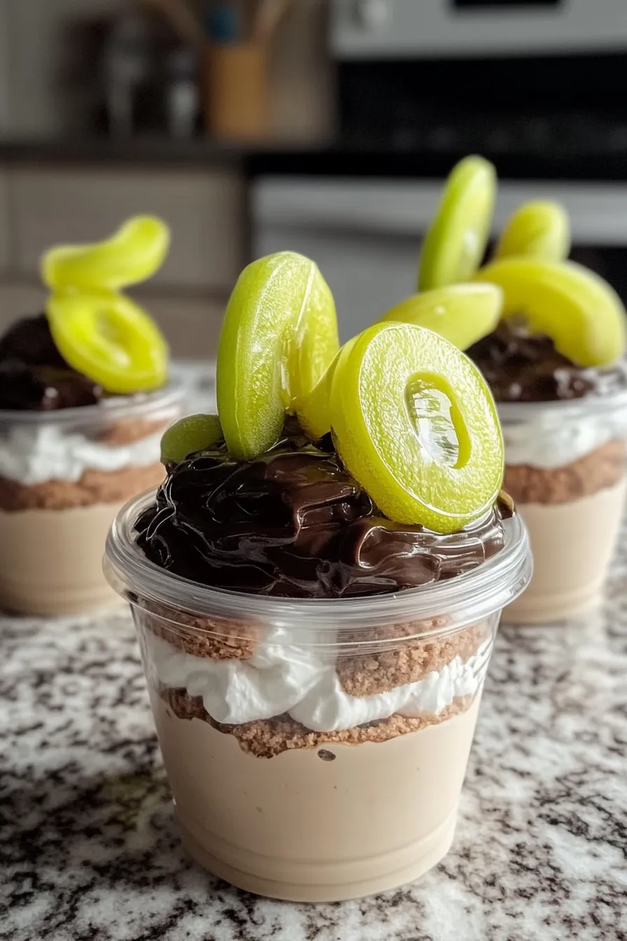 Zombie Pudding Cups Halloween Treats