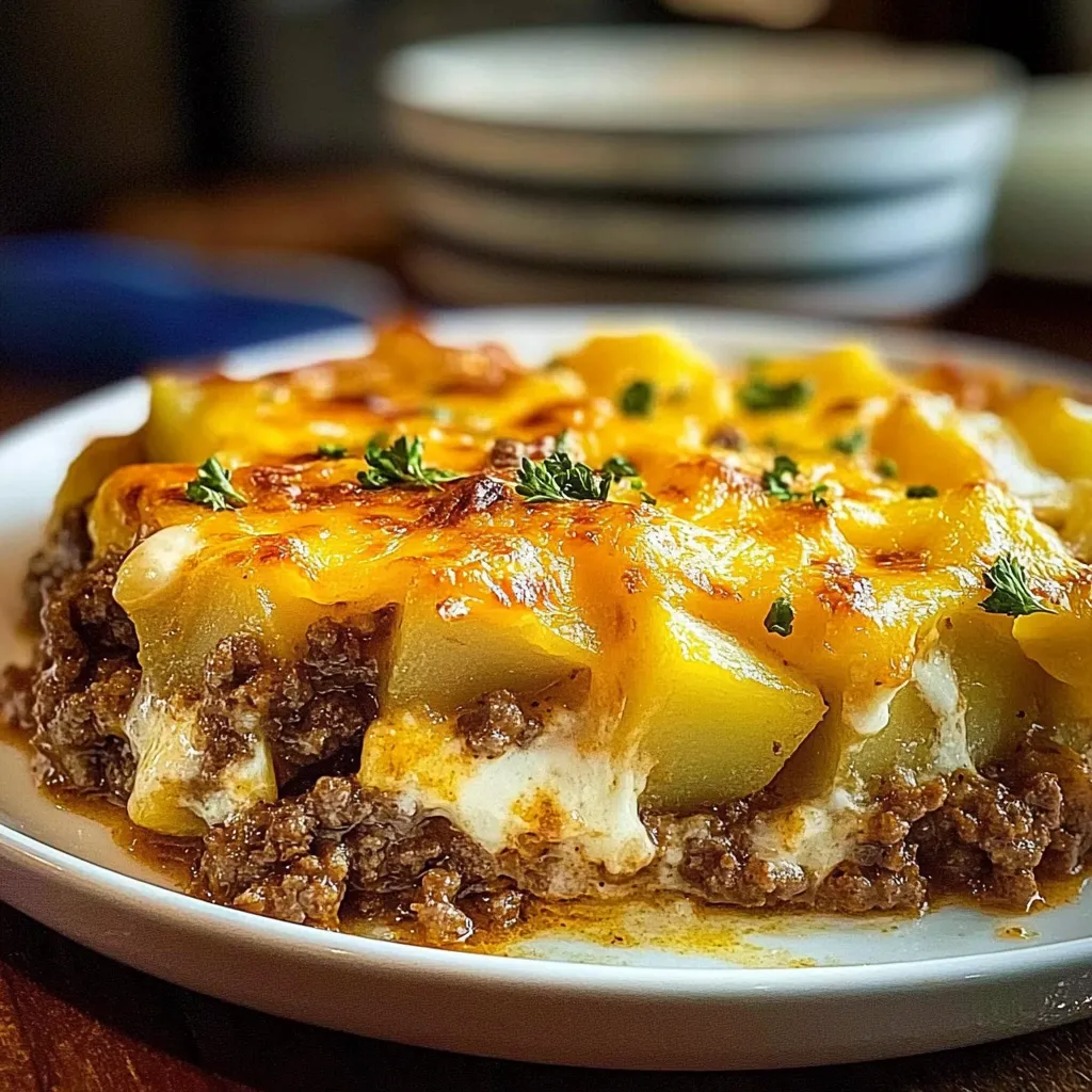 Cheesy Ground Beef and Potato Casserole