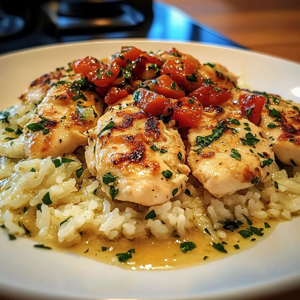 Chicken Scampi with Garlic Parmesan Rice