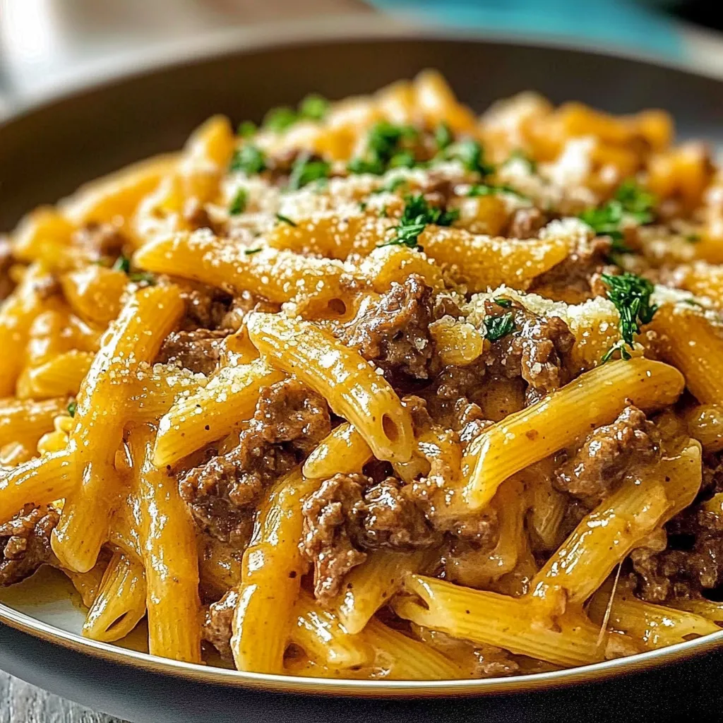 Creamy High Protein Beef Pasta