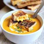 Creamy Pumpkin Soup with Grilled Cheese Croutons