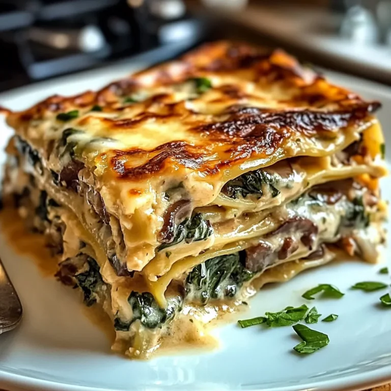 EASY CREAMY SPINACH MUSHROOM LASAGNA