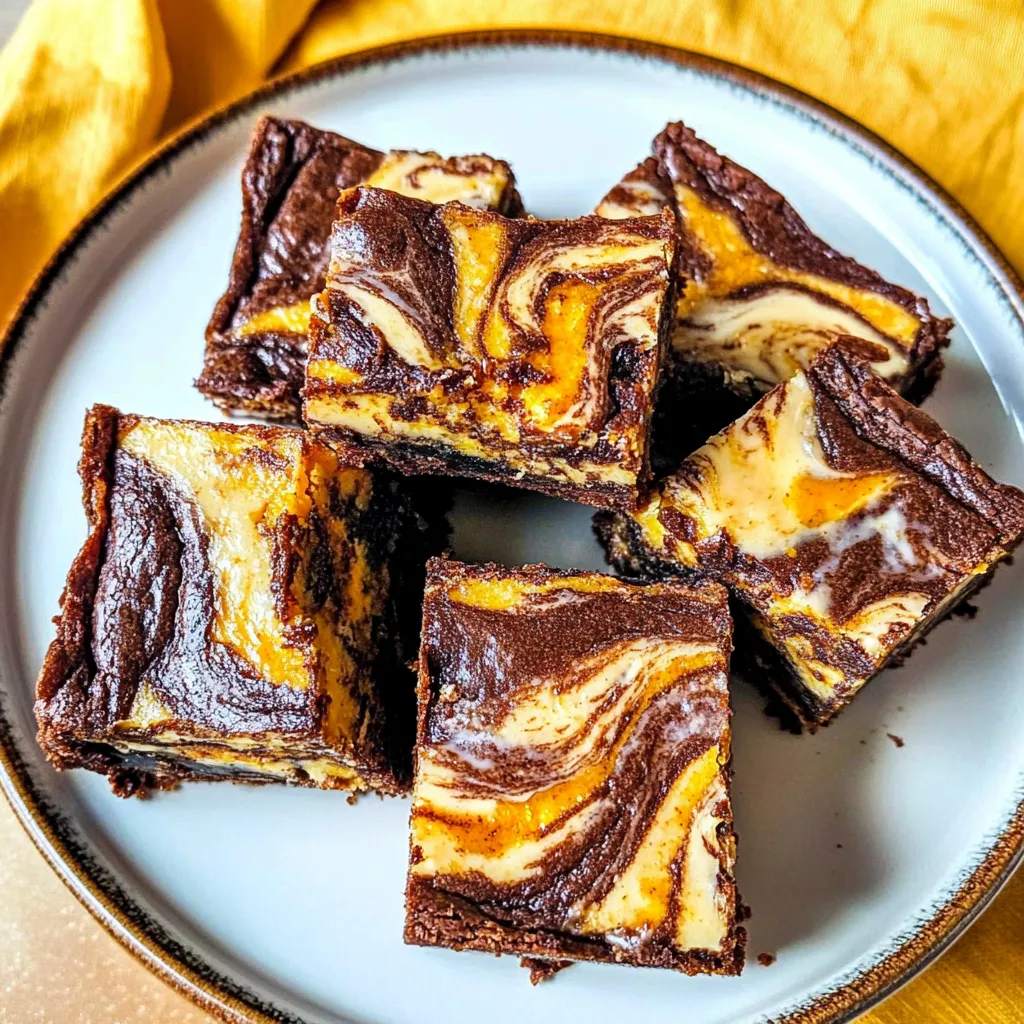 Fudgy Swirled Pumpkin Cheesecake Brownies
