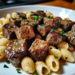 Garlic Butter Steak Bites & Shell Pasta