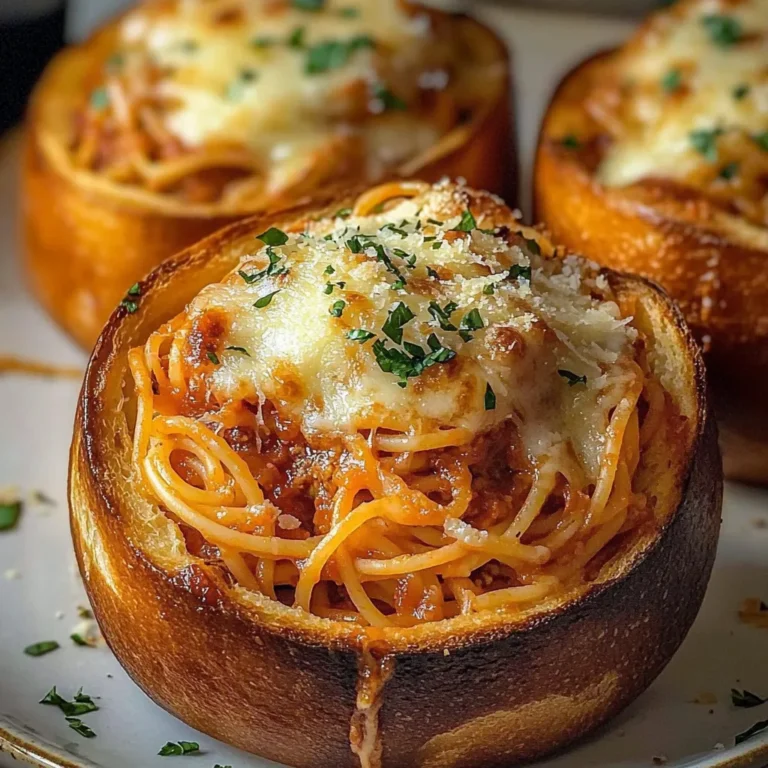 Spaghetti Garlic Bread Bowls