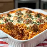 Cheesy Meatball Rice Casserole