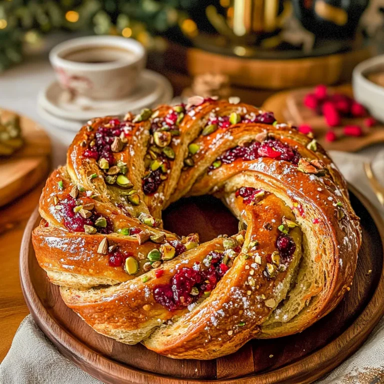 CRANBERRY PISTACHIO BABKA BREAD WREATH