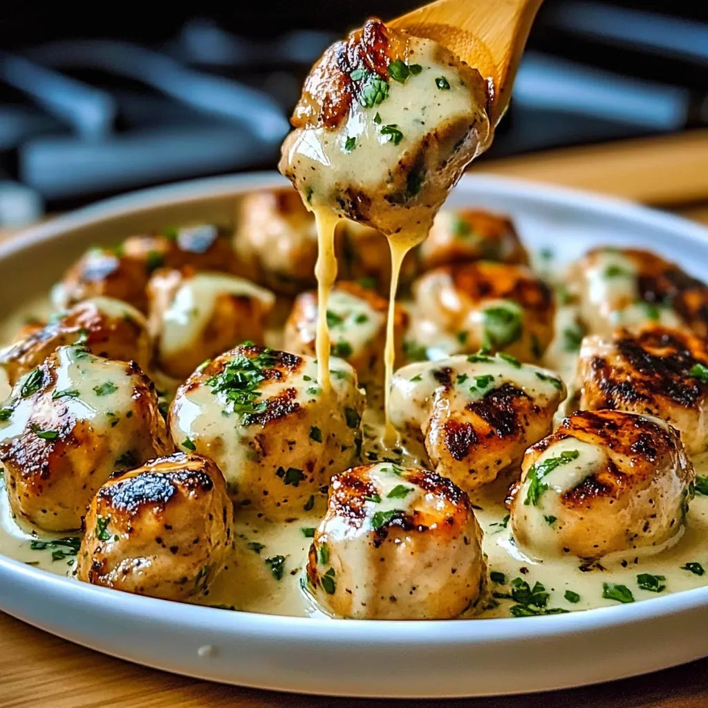 Creamy Garlic Sauce with Grilled Chicken Bites