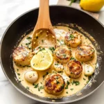 CREAMY LEMON GARLIC PAN SEARED SCALLOPS