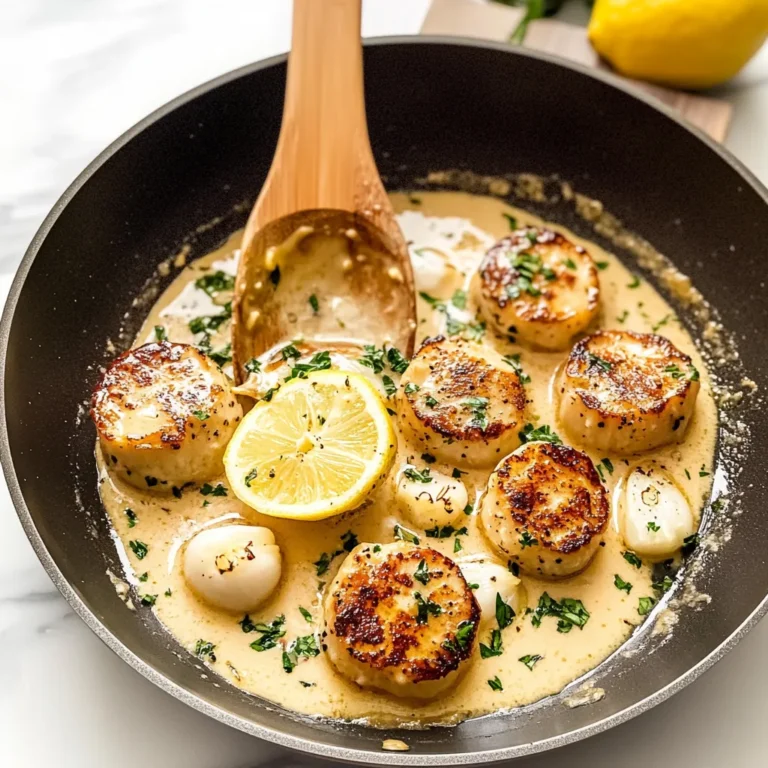 CREAMY LEMON GARLIC PAN SEARED SCALLOPS