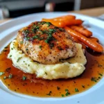 GARLIC HERB CHICKEN WITH MASHED POTATOES AND GLAZED CARROTS