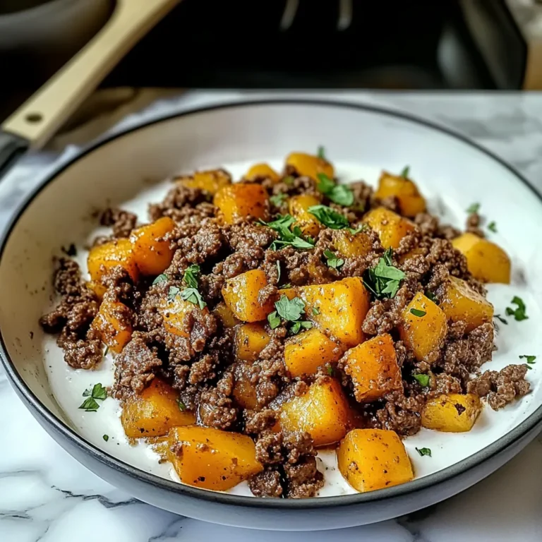 GROUND BEEF AND SWEET POTATOES SKILLET