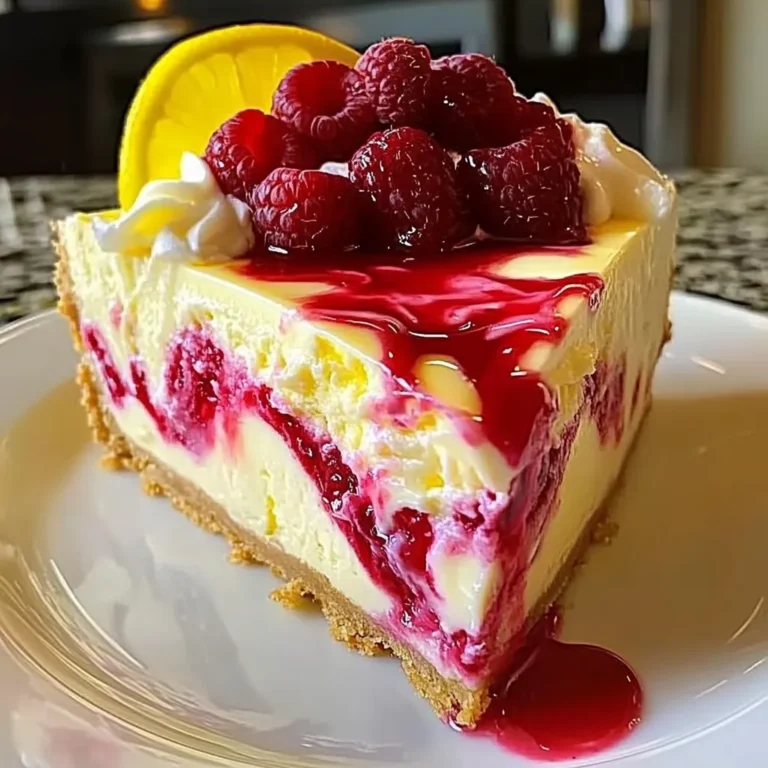 Luscious Lemon Raspberry Swirl Cheesecake