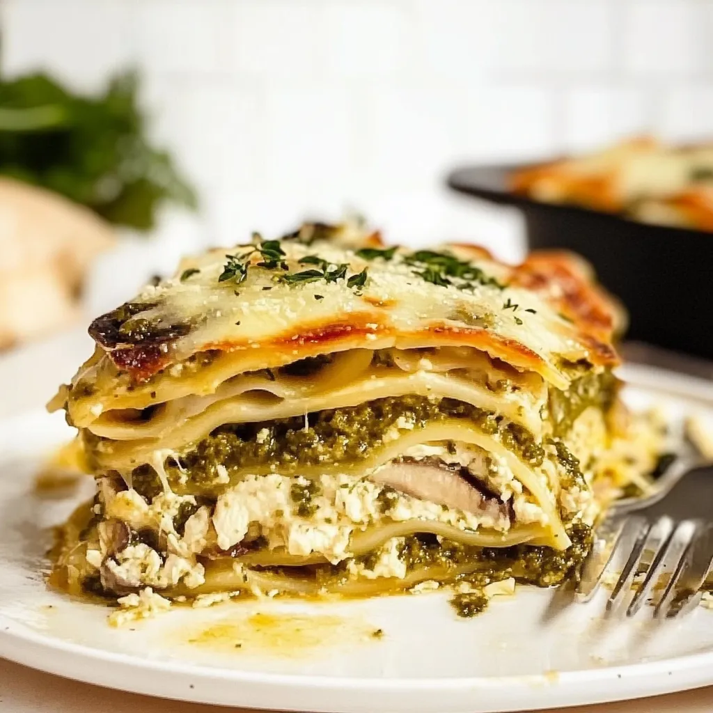 Pesto Mushroom Chicken Lasagna Roll Ups