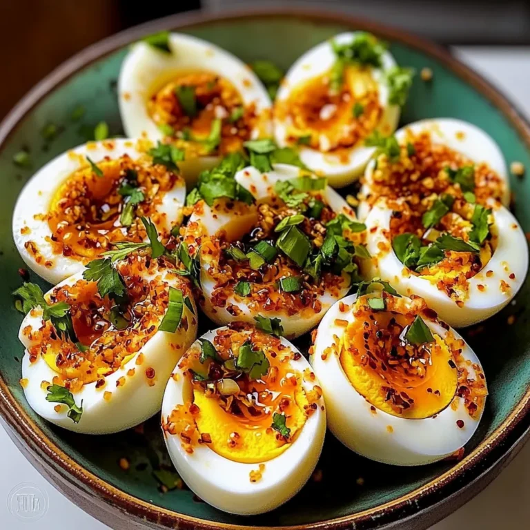 Spicy Chili Garlic Deviled Eggs