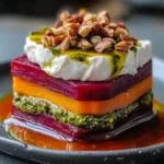 Sweet Potato & Beet Stacks with Pesto, Burrata & Walnuts Recipe