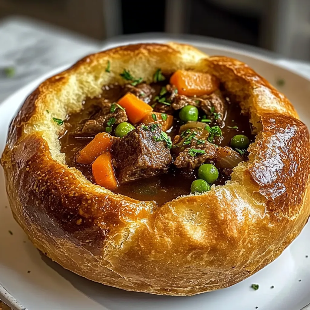 Traditional Beef Stew Bread Bowl