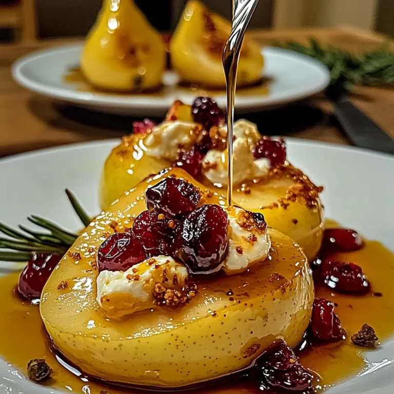 Baked Pears with Goat Cheese, Honey, and Cranberries