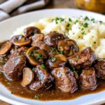 Beef Tenderloin Tips in Mushroom Gravy