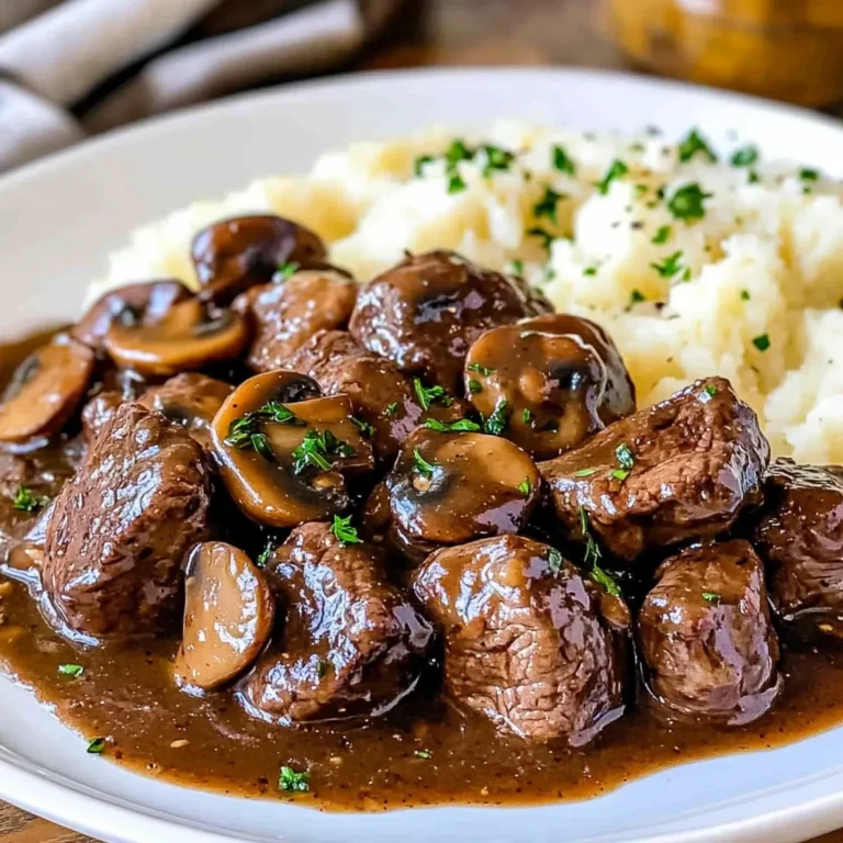 Beef Tenderloin Tips in Mushroom Gravy