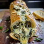 CHEESY SPINACH ARTICHOKE & MUSHROOM STUFFED BAGUETTE
