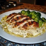 Chicken alfredo with angel hair pasta and broccoli delights!