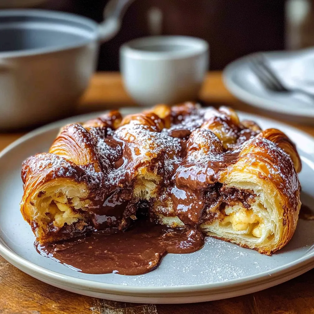 Chocolate Croissant Breakfast Bake - Easy Brunch Dessert Recipe