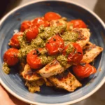 Creamy Pesto Chicken with Roasted Tomatoes