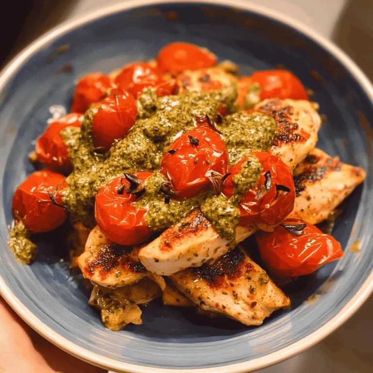 Creamy Pesto Chicken with Roasted Tomatoes