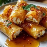 Crispy Oven Fried Feta Rolls with Chili Honey Drizzle Recipe