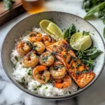 Easy Honey Garlic Salmon and Shrimp Bowl