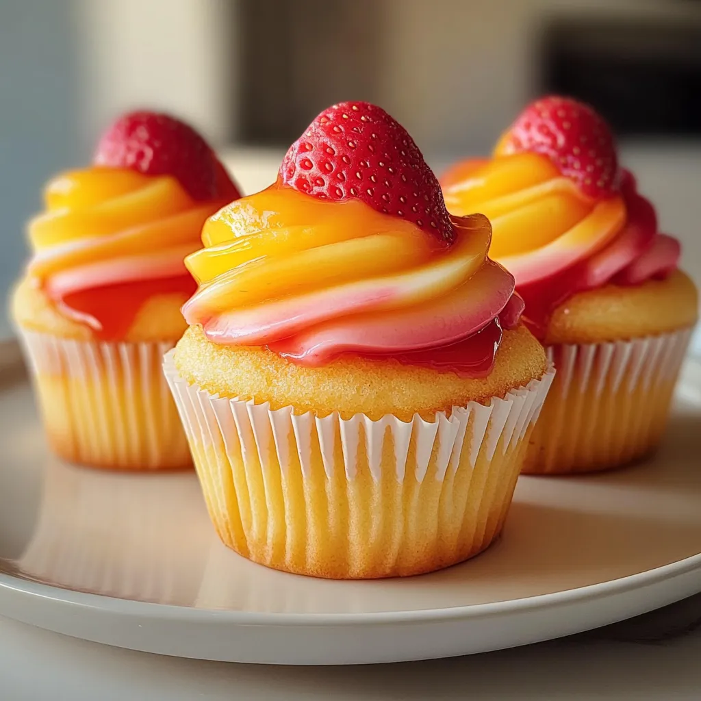 Mango Strawberry Sunset Cupcakes: A Tropical Delight Recipe