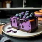 Midnight Cheesecake Recipe: Easy Blueberry Lavender Swirl Dessert