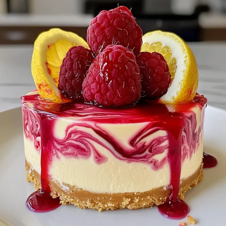 No-Bake Raspberry Lemon Swirl Cheesecake - Easy & Delicious Dessert Recipe