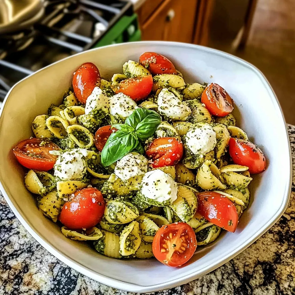 Pesto Pasta with Tomatoes and Mozzarella Recipe