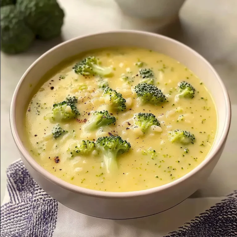 Simple Broccoli Cheddar and Rice Soup