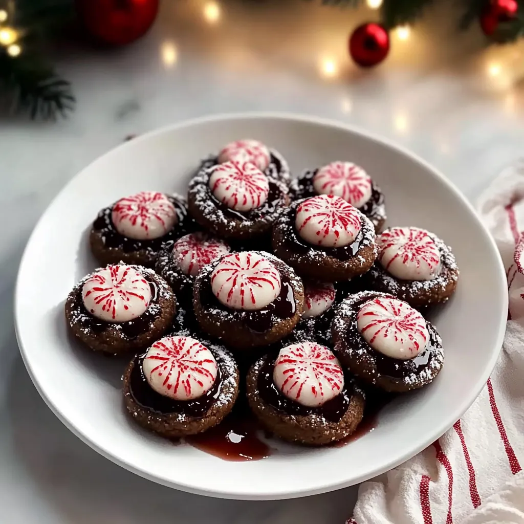 Simple Peppermint Bark Thumbprint Cookies