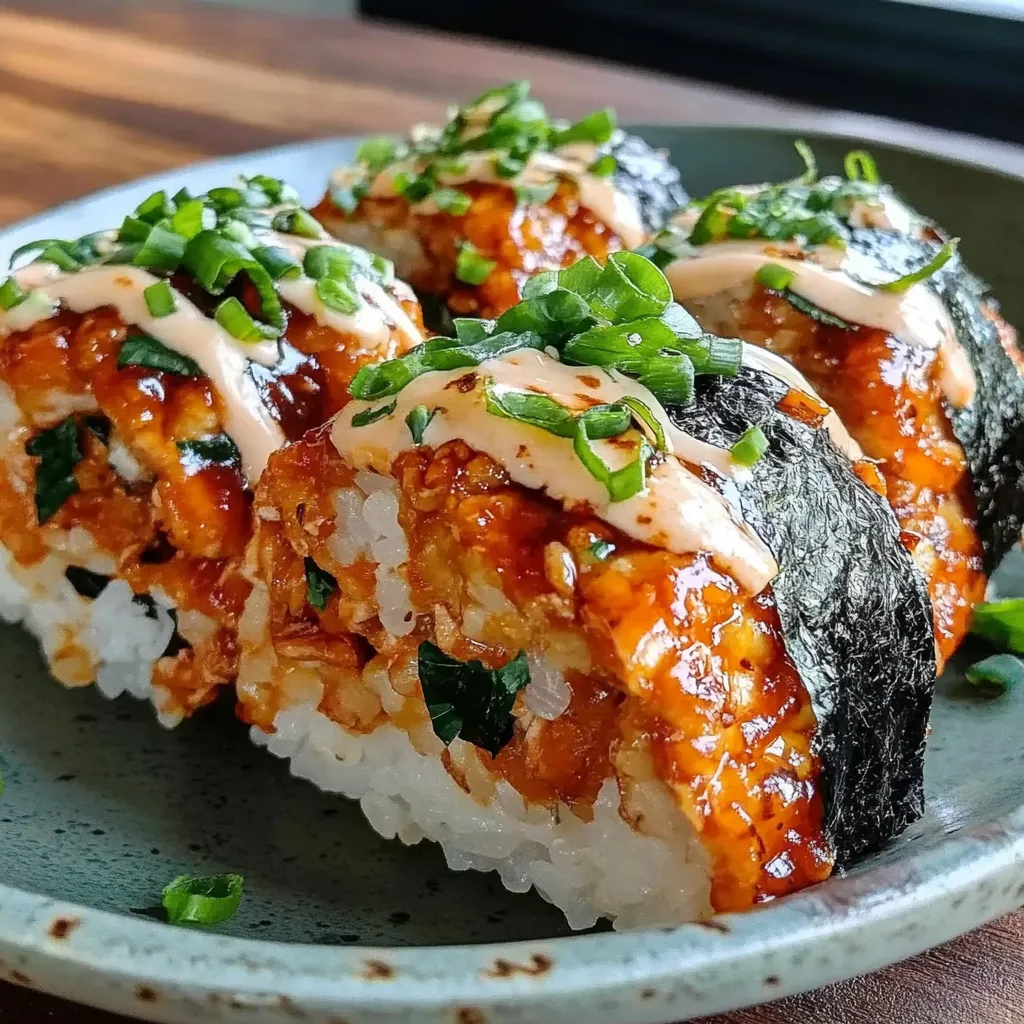 Spicy Buffalo Chicken Onigiri Bowls Recipe with Easy Ranch Drizzle