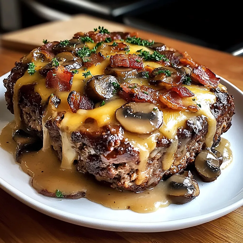 Swiss Bacon Mushroom Meatloaf - Cheesy & Hearty Classic
