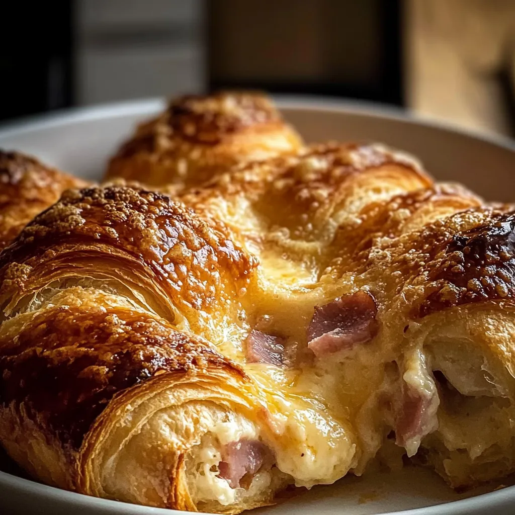 Cheese and Ham Croissant Bake