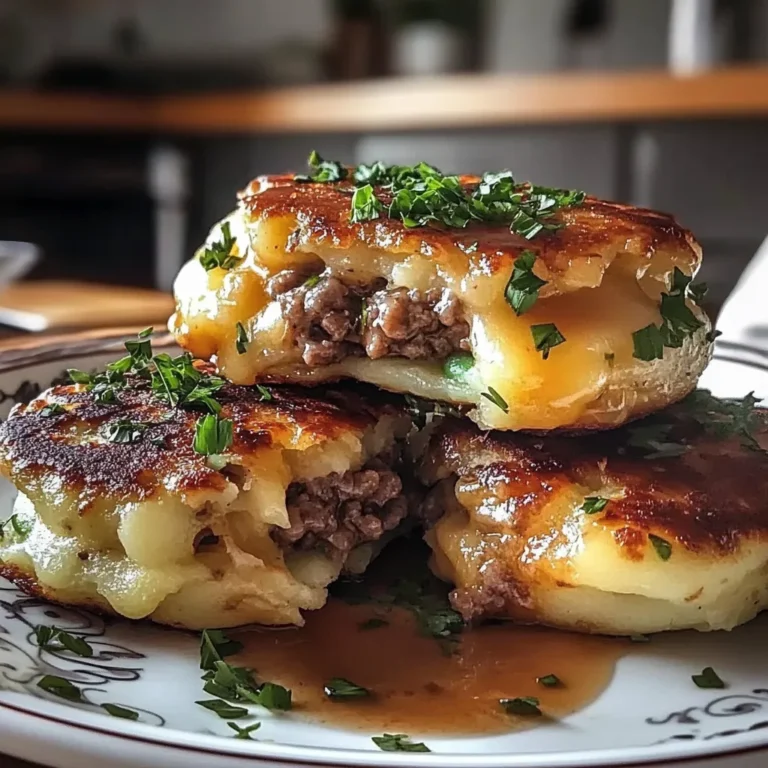 Cheesy Beef Stuffed Potato Cakes Recipe - Crispy and Savory
