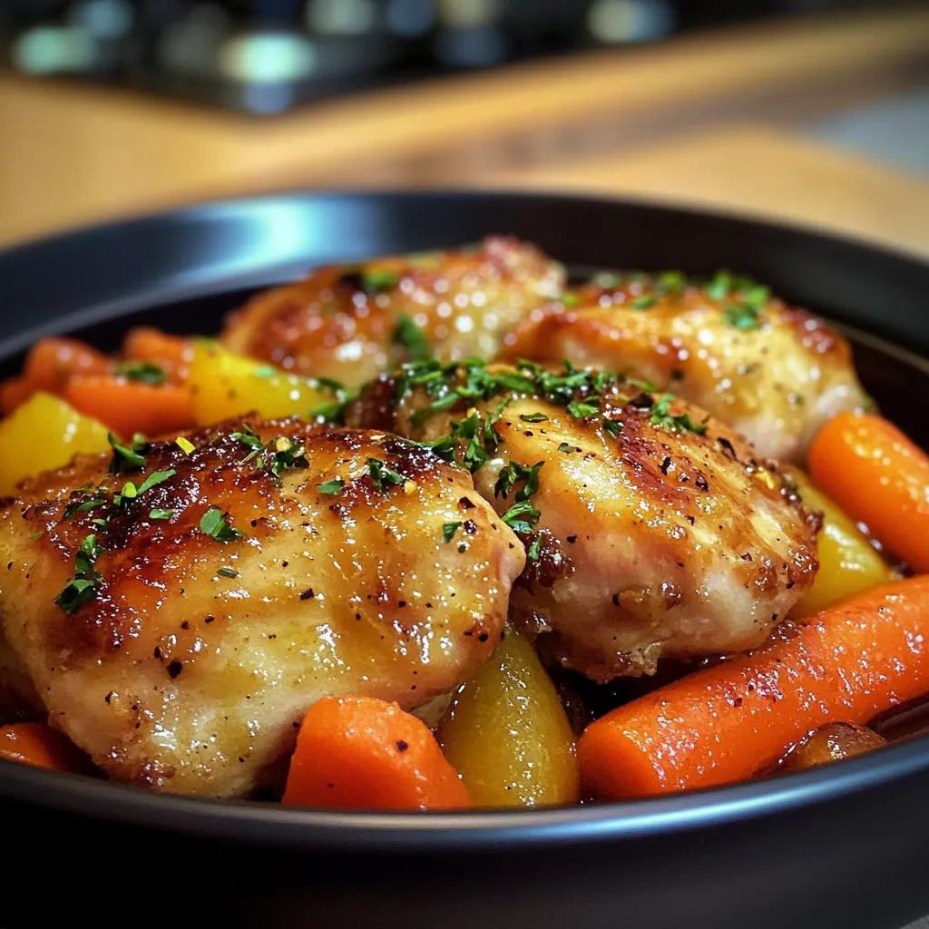 Crockpot Miso Lemon Garlic Chicken with Rainbow Carrots | Healthy Easy Dinner