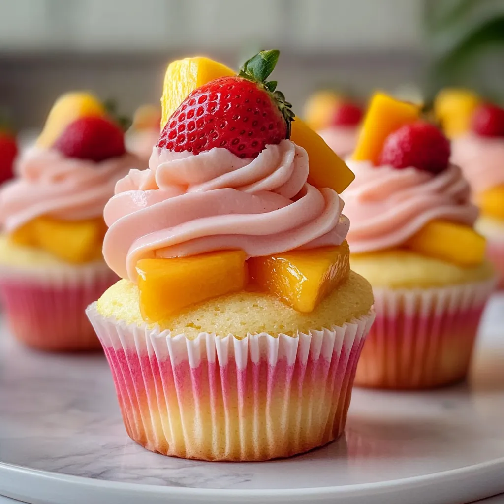 Delicious Mango Strawberry Sunset Cupcakes Recipe to Try!