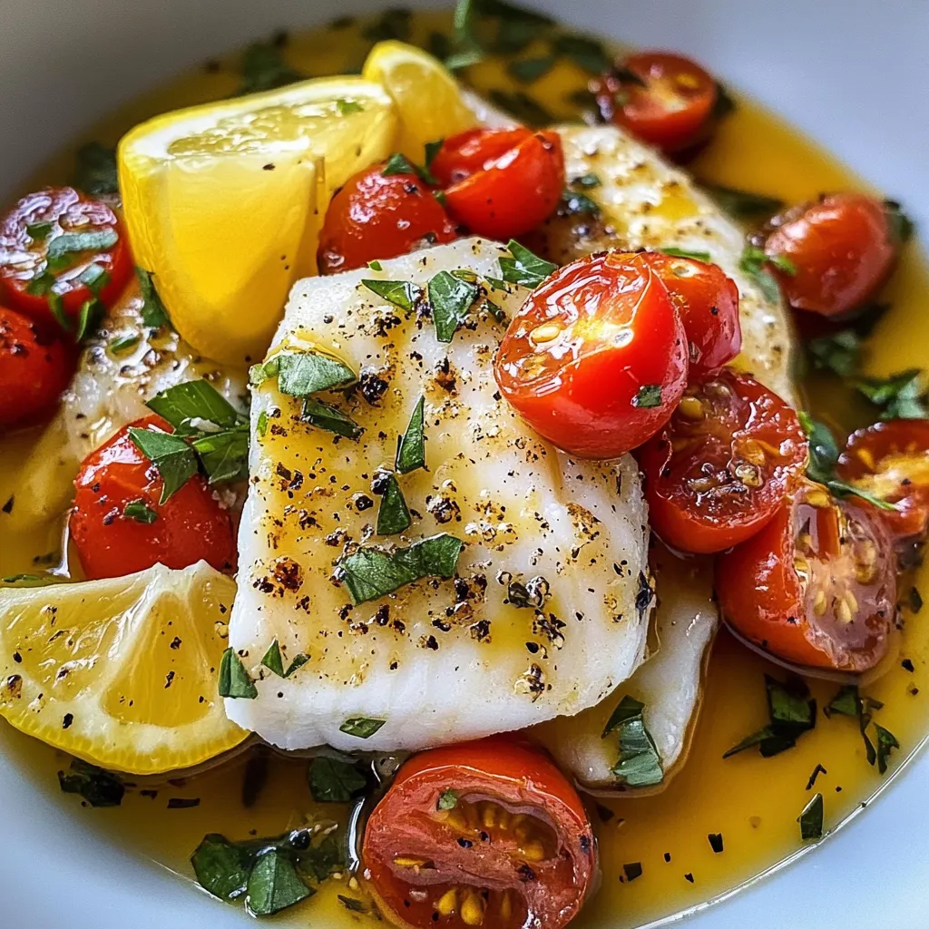 Flaky Cod in a Tomato Lemon Butter Sauce for Easy Dinner