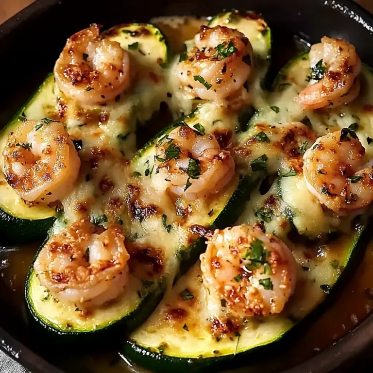 Healthy Garlicky Shrimp Zucchini Boats