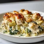 High Protein Spinach Artichoke Chicken Casserole Delight