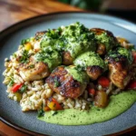 PERUVIAN CHICKEN AND RICE WITH GREEN SAUCE