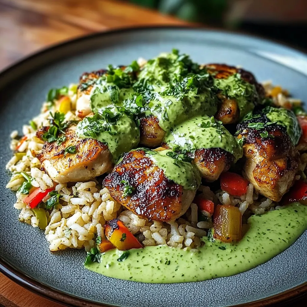 PERUVIAN CHICKEN AND RICE WITH GREEN SAUCE